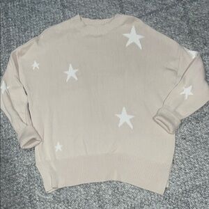 pistola Taupe Star Crewneck Sweater with White Stars